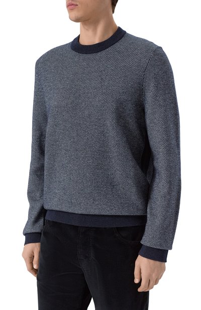 Джемпер из шерсти и хлопка BOSS темно-синего цвета по цене 25950 руб., арт. 50549986, фото 3 Джемпер из шерсти и хлопка BOSS, арт. 50549986, фото 3