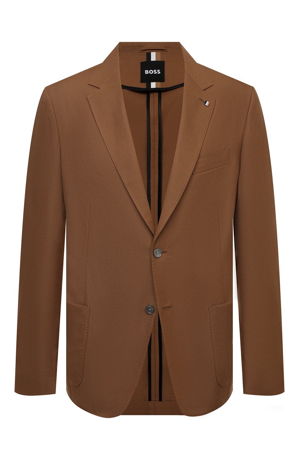 Хлопковый пиджак BOSS коричневого цвета по цене 51550 руб., арт. 50468918, фото 1 Хлопковый пиджак BOSS, арт. 50468918, фото 1