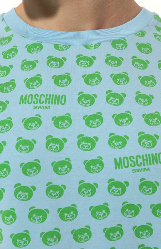 Хлопковая футболка Moschino Голубой, фото 5