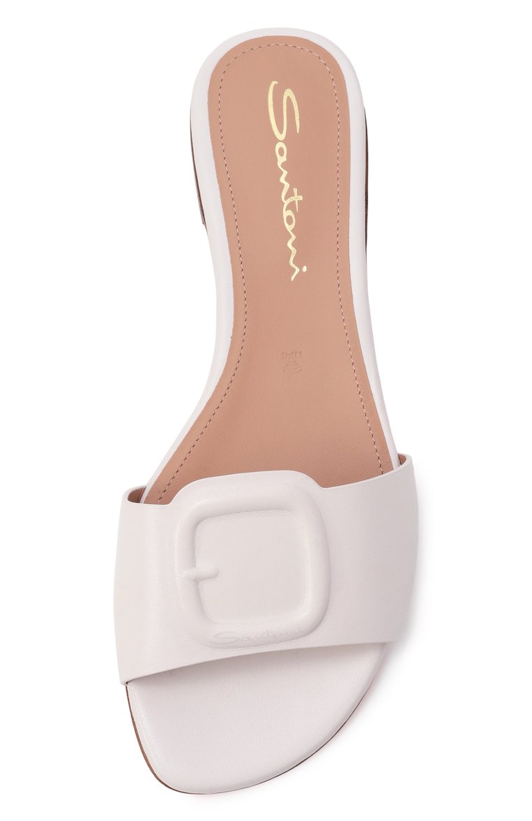 Женские кожаные шлепанцы SANTONI белого цвета, арт. WHPG71489HA1NKED | Фото 6 (Каблук высота: Низкий; Подошва: Плоская; Материал внутренний: Натуральная кожа; Материал внешний: Натуральная кожа)