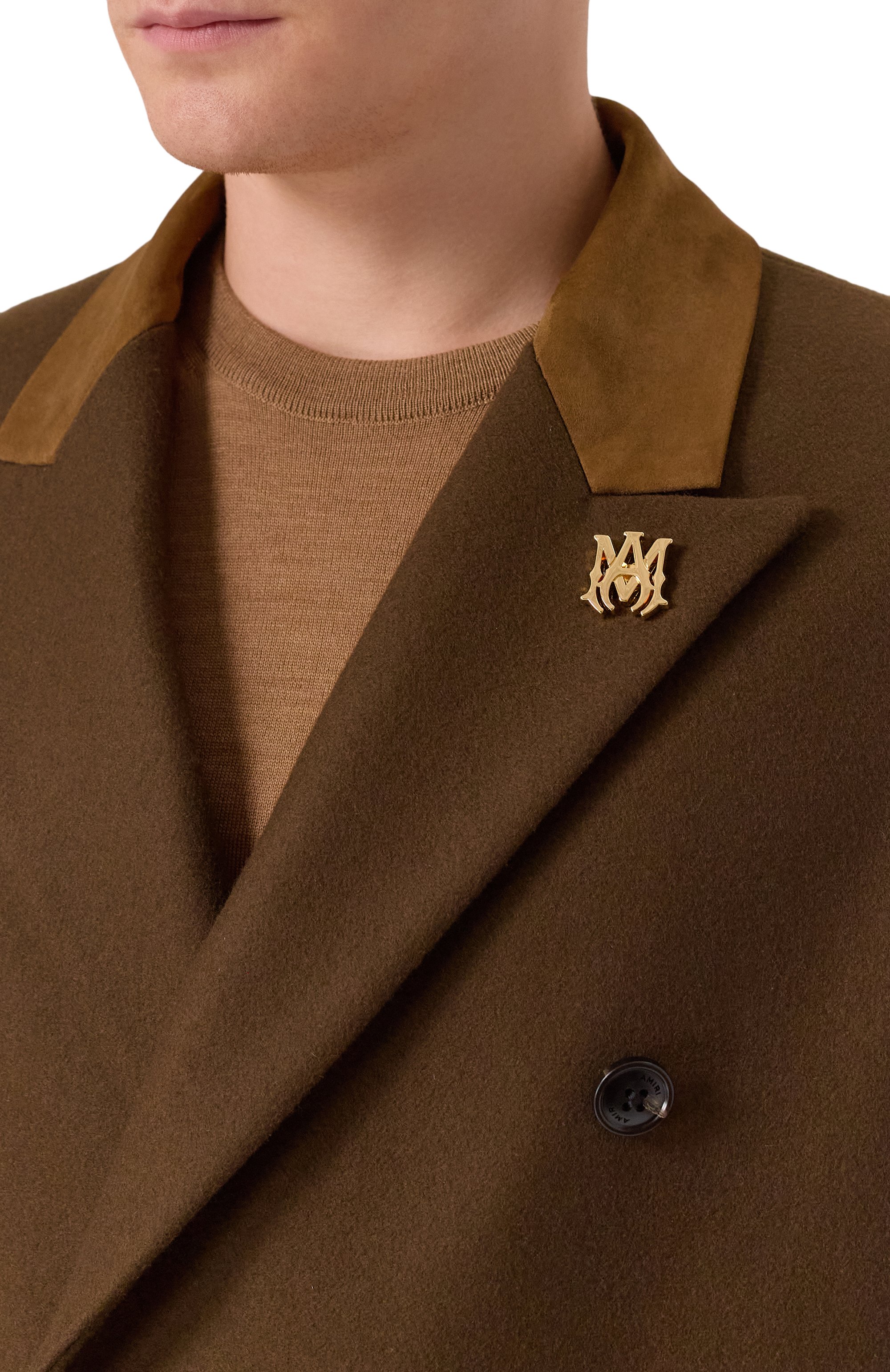 Шерстяное пальто AMIRI коричневого цвета по цене 277000 руб., арт. AMCTDS1003, фото 5 Шерстяное пальто AMIRI, арт. AMCTDS1003, фото 5