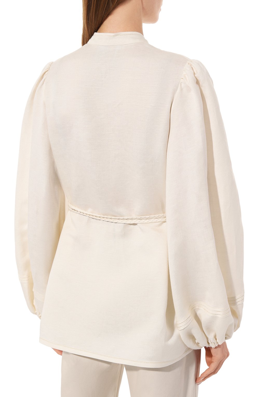 Блузка изо льна и вискозы OLOLOL кремового цвета по цене 39000 руб., арт. OLBL021/9122.101/S23, фото 4 Блузка изо льна и вискозы OLOLOL, арт. OLBL021/9122.101/S23, фото 4