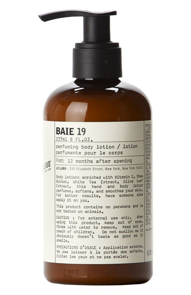 Лосьон для тела baie 19 (237ml) LE LABO бесцветного цвета, арт. 842185130246 | Фото 1 (Тип продукта: Лосьоны; Назначение: Для тела; Нос: Не проставлено; Косметика кросс-кт: Уход У; Региональные ограничения белый список (Axapta Mercury): Не проставлено)