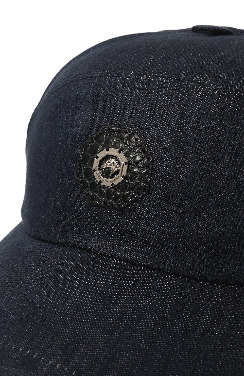 Бейсболка с отделкой из кожи аллигатора STEFANO RICCI темно-синего цвета по цене 67650 руб., арт. MCV24AL16E/L0004Q, фото 4 Бейсболка с отделкой из кожи аллигатора STEFANO RICCI, арт. MCV24AL16E/L0004Q, фото 4