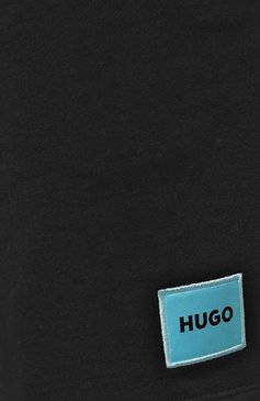 Мужские хлопковые шорты HUGO черного цвета, арт. 50466196 | Фото 5 (Длина Шорты М: До колена; Принт: Без принта; Случай: Повседневный; Материал сплава: Проставлено; Материал внешний: Хлопок; Стили: Спорт-шик; Драгоценные камни: Проставлено)