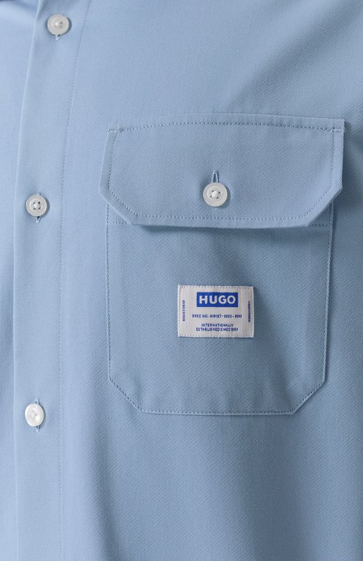 Хлопковая рубашка HUGO Blue 50520001 Голубой  50520001 Фото 5