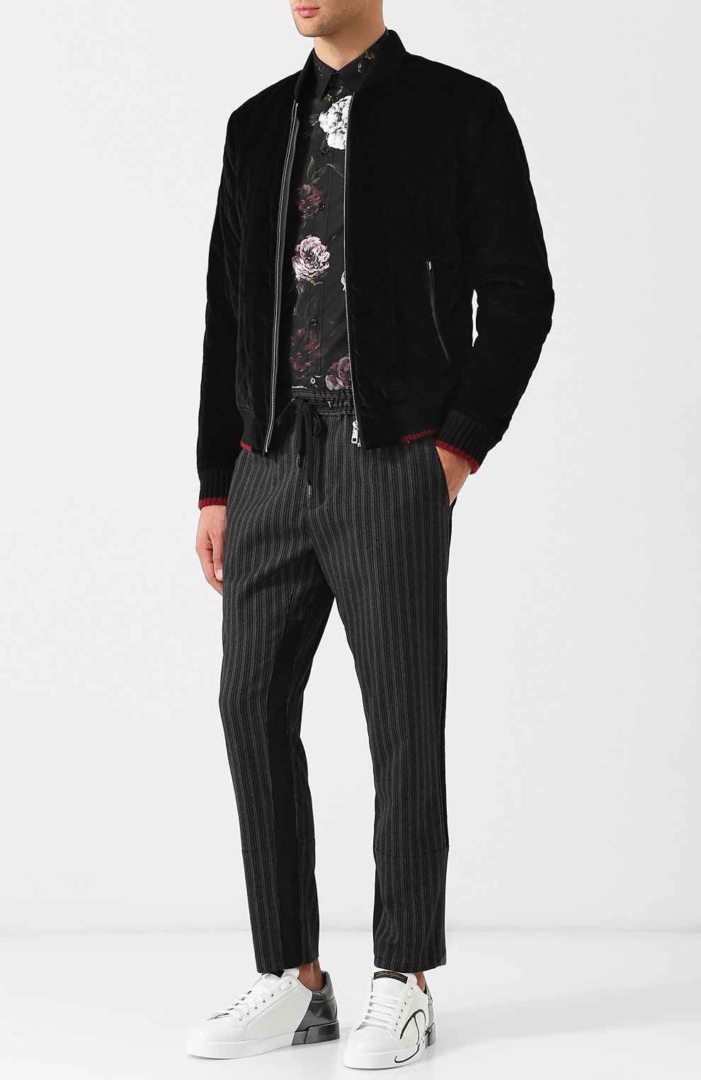 Хлопковый бомбер на молнии с контрастной отделкой DOLCE & GABBANA, арт. G9LN0T/FUVG7, фото 2