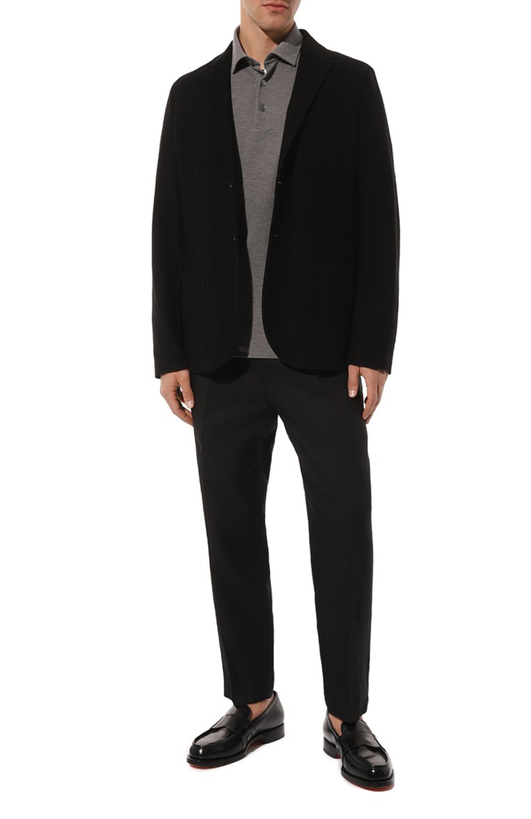 Мужское хлопковое поло ZEGNA серого цвета, арт. UD392A7/D757 | Фото 2 (Длина (для топов): Стандартные; Рукава: Длинные; Материал внешний: Хлопок; Застежка: Пуговицы; Стили: Кэжуэл; Принт: Без принта; Мужское Кросс-КТ: Футболка-одежда)