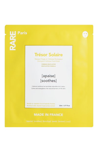 Женская успокаивающая и укрепляющая тканевая маска для лица trésor solaire (23ml) RARE PARIS, арт. 3701213800124