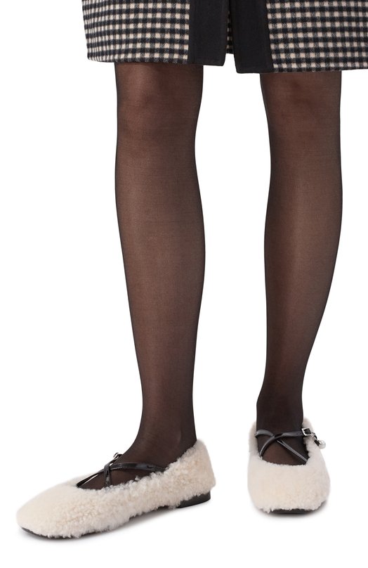 Меховые балетки Eleri из овчины Jimmy Choo ELERI BALLERINA/S/QKA Кремовый  ELERI BALLERINA/S/QKA Фото 2