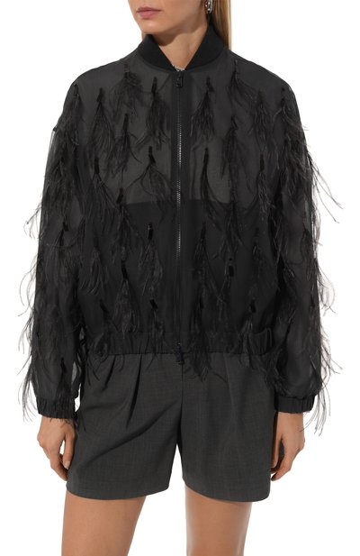 Бомбер с отделкой перьями BRUNELLO CUCINELLI, арт. MF940HR106, фото 3