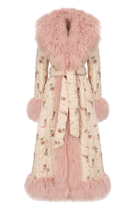 Пальто с отделкой из ягненка Valentino 8B3CL860/9WR Кремовый 8B3CL860/9WR