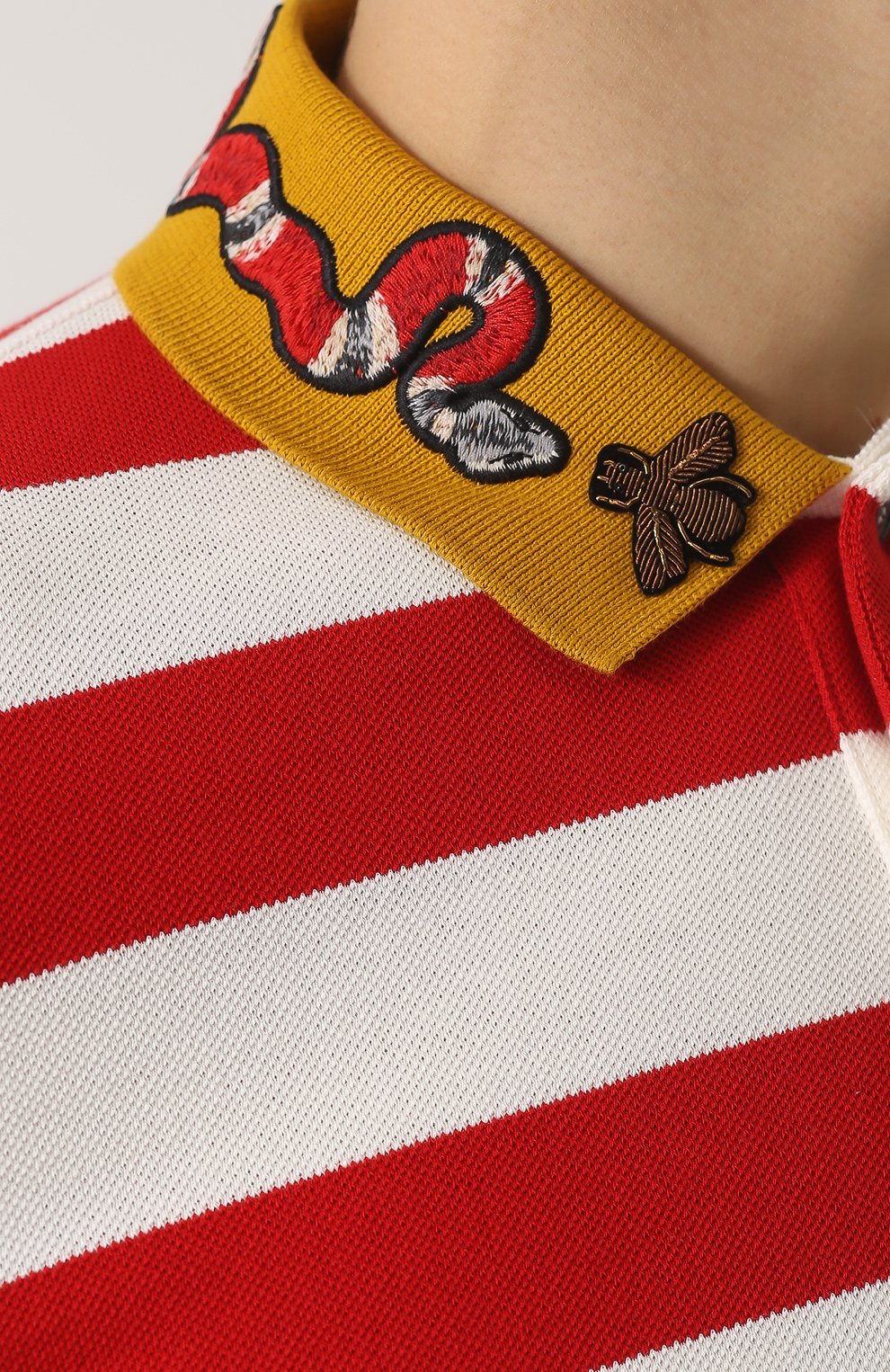 Хлопковое поло в контрастную полоску GUCCI, арт. 431039/X5B58, фото 5