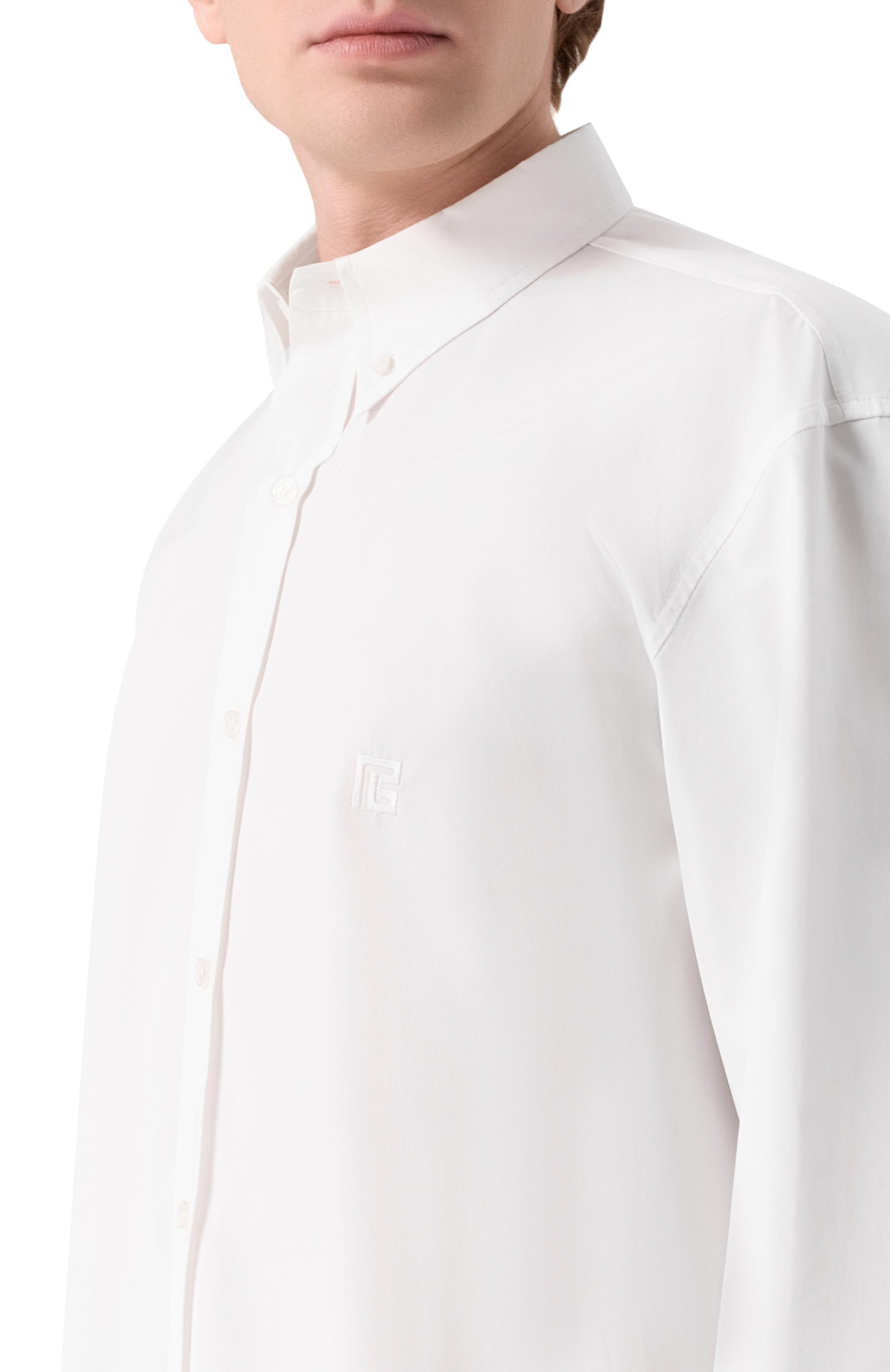 Хлопковая рубашка BALMAIN белого цвета по цене 85800 руб., арт. GH1HS496CG39, фото 5 Хлопковая рубашка BALMAIN, арт. GH1HS496CG39, фото 5