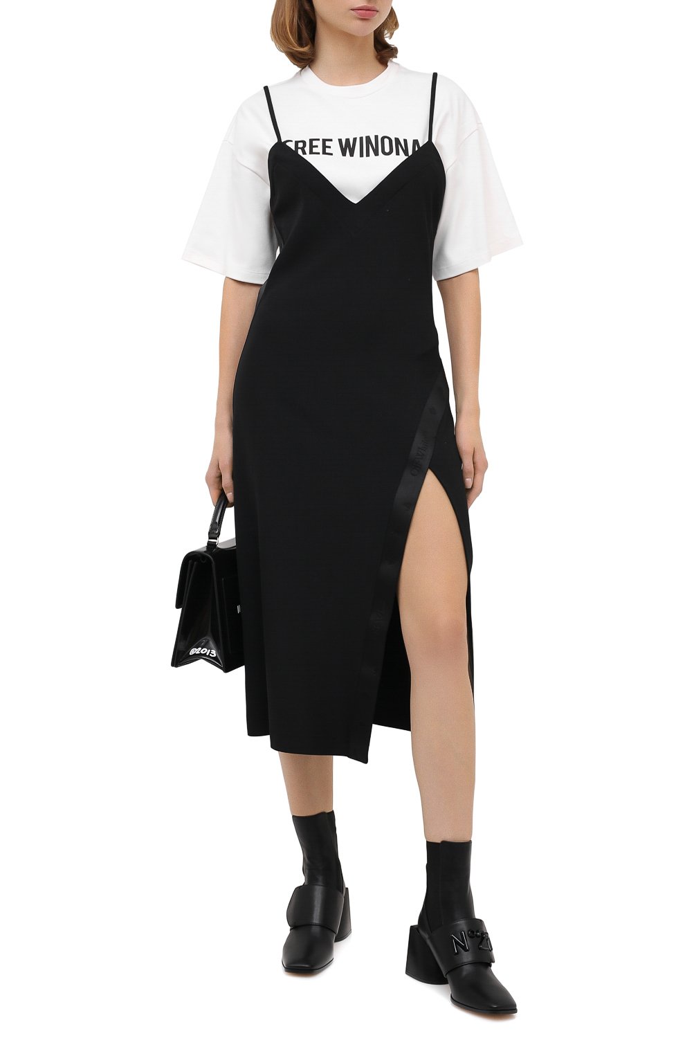 Платье OFF-WHITE черного цвета по цене 88200 руб., арт. 0WDB260E20FAB0011010, фото 2 Платье OFF-WHITE, арт. 0WDB260E20FAB0011010, фото 2