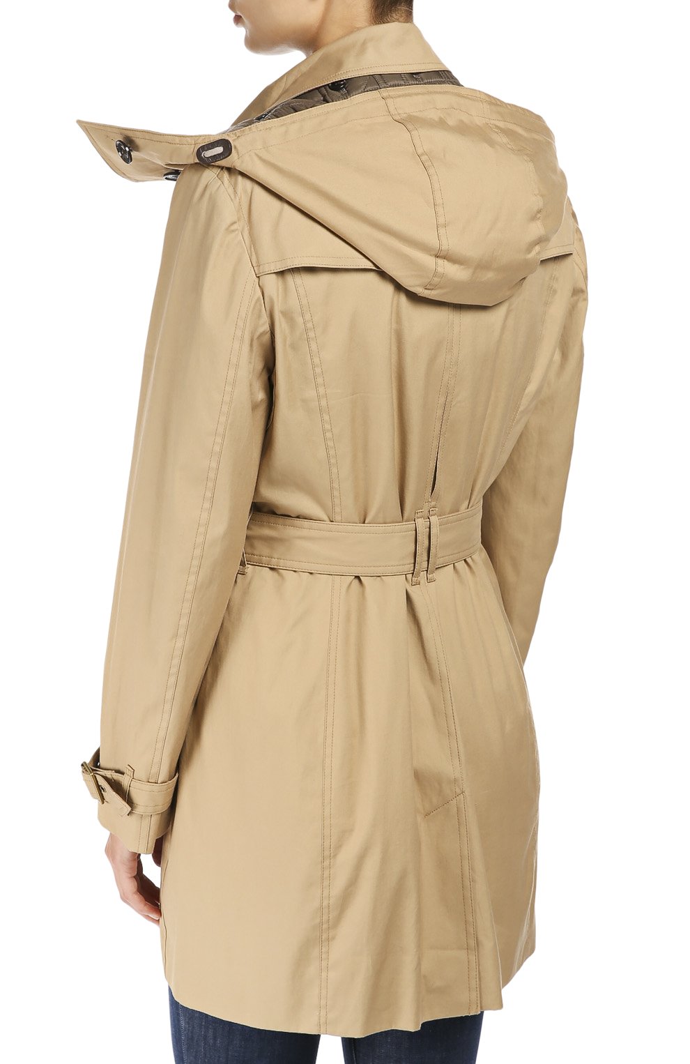 Утепленное двубортное пальто с поясом и капюшоном BURBERRY, арт. 3964034, фото 4