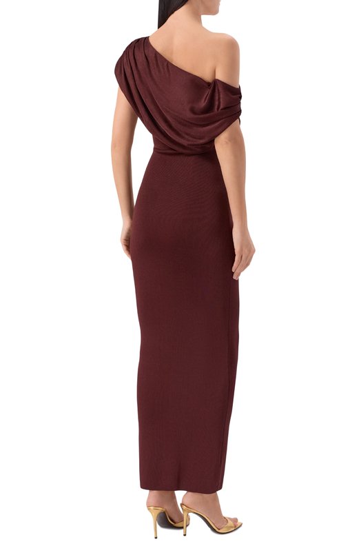 Платье из вискозы self-portrait RS26108MBR Бордовый  RS26108MBR Фото 3