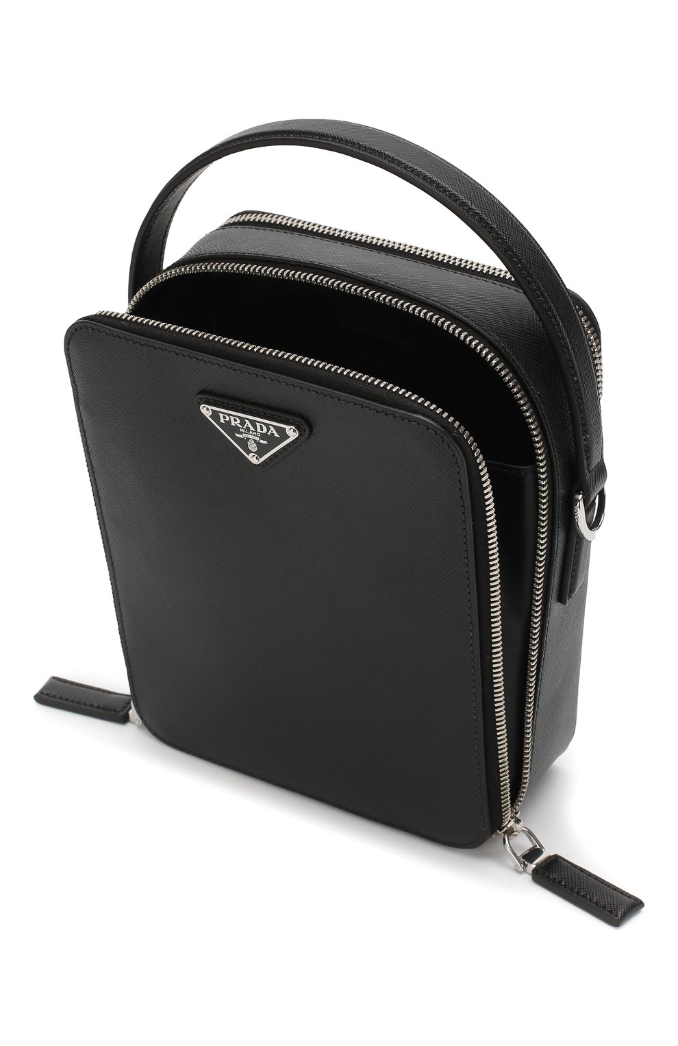 Кожаная сумка-планшет PRADA черного цвета по цене 170000 руб., арт. 2VH066-9Z2-F0002, фото 4 Кожаная сумка-планшет PRADA, арт. 2VH066-9Z2-F0002, фото 4