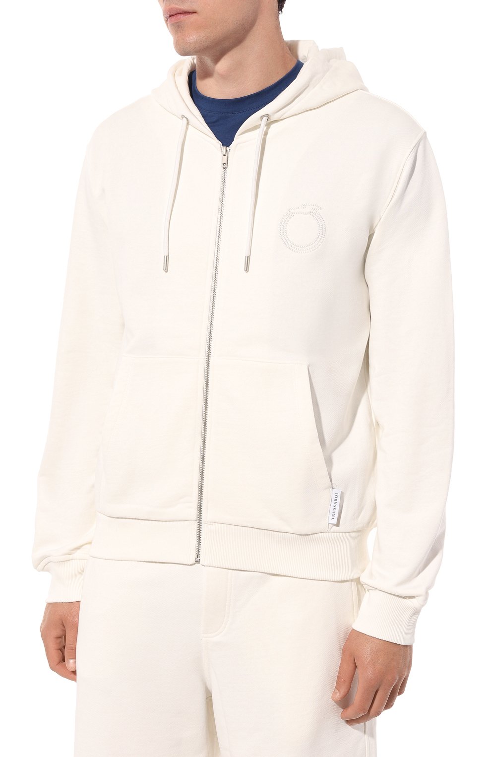 Хлопковая толстовка TRUSSARDI белого цвета по цене 19200 руб., арт. 52F00320-1T006398, фото 3 Хлопковая толстовка TRUSSARDI, арт. 52F00320-1T006398, фото 3