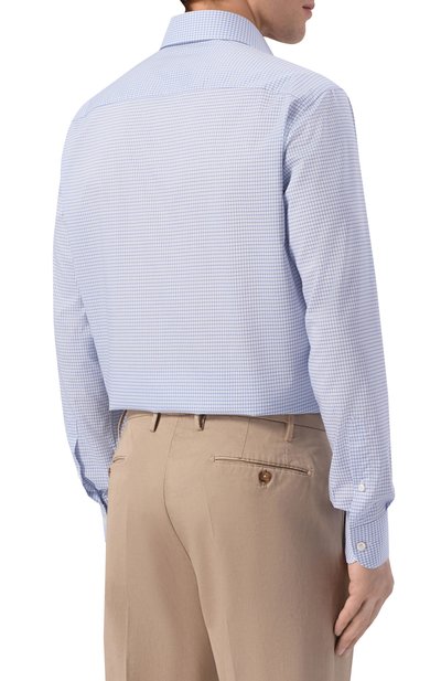 Хлопковая сорочка BRIONI синего цвета по цене 67400 руб., арт. RCB40M/P104N, фото 4 Хлопковая сорочка BRIONI, арт. RCB40M/P104N, фото 4