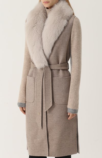 Жилет с поясом и отделкой из меха лисы LORO PIANA, арт. FAG3840, фото 3
