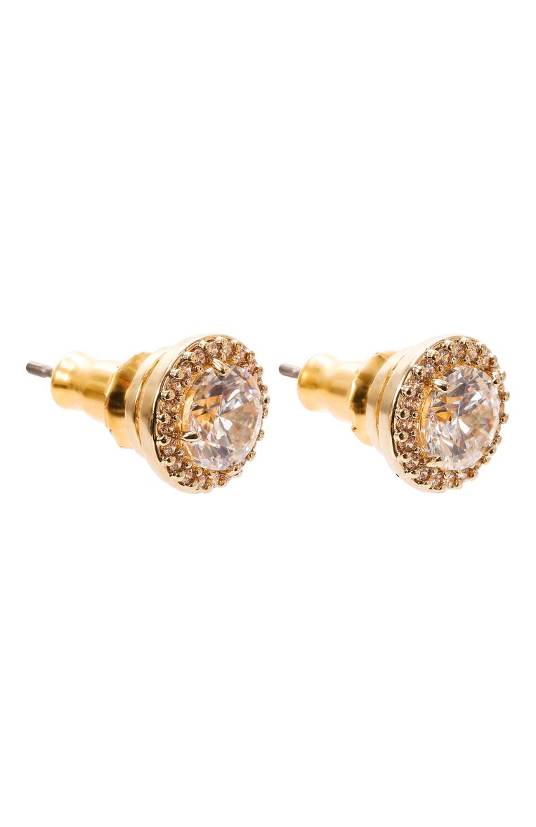 Женские серьги una SWAROVSKI золотого цвета, арт. 5686637 | Фото 3 (Материал: Металл, Кристаллы; Нос: Не проставлено)