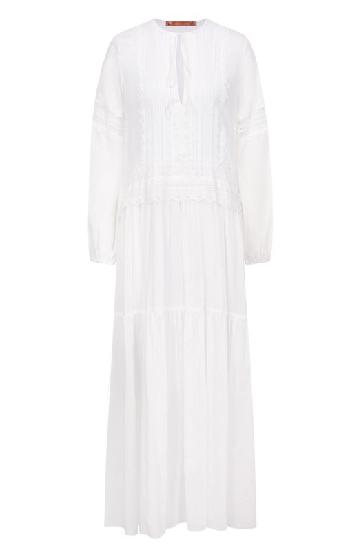 Платье из хлопка и шелка Ermanno Scervino D464Q620RUQ Белый D464Q620RUQ