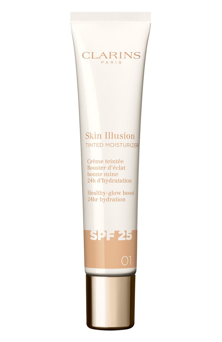 Оттеночный увлажняющий крем для лица с эффектом сияния spf 25, оттенок 01 (40ml) CLARINS бесцветного цвета, арт. 80112683 | Фото 1 (Нос: Не проставлено; Региональные ограничения белый список (Axapta Mercury): Не проставлено; Финишное покрытие: Сияющий)