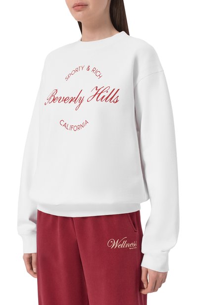Хлопковый свитшот SPORTY AND RICH белого цвета по цене 25750 руб., арт. ST07164257WH01, фото 3 Хлопковый свитшот SPORTY AND RICH, арт. ST07164257WH01, фото 3