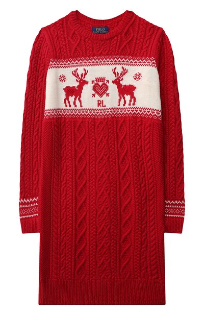 Платье из хлопка и шерсти POLO RALPH LAUREN красного цвета по цене 23300 руб., арт. 313853179, фото 1 Платье из хлопка и шерсти POLO RALPH LAUREN, арт. 313853179, фото 1