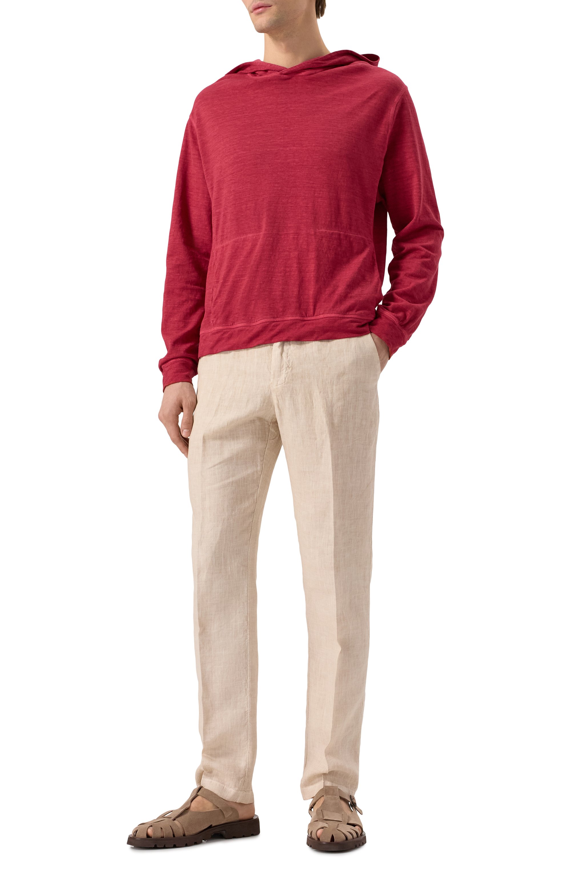 Лонгслив изо льна и хлопка 120% LINO красного цвета по цене 34650 руб., арт. 32ALIM79GS/G309/S01, фото 2 Лонгслив изо льна и хлопка 120% LINO, арт. 32ALIM79GS/G309/S01, фото 2