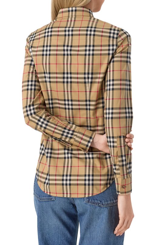 Хлопковая рубашка Burberry 8022284 Бежевый  8022284 Фото 4