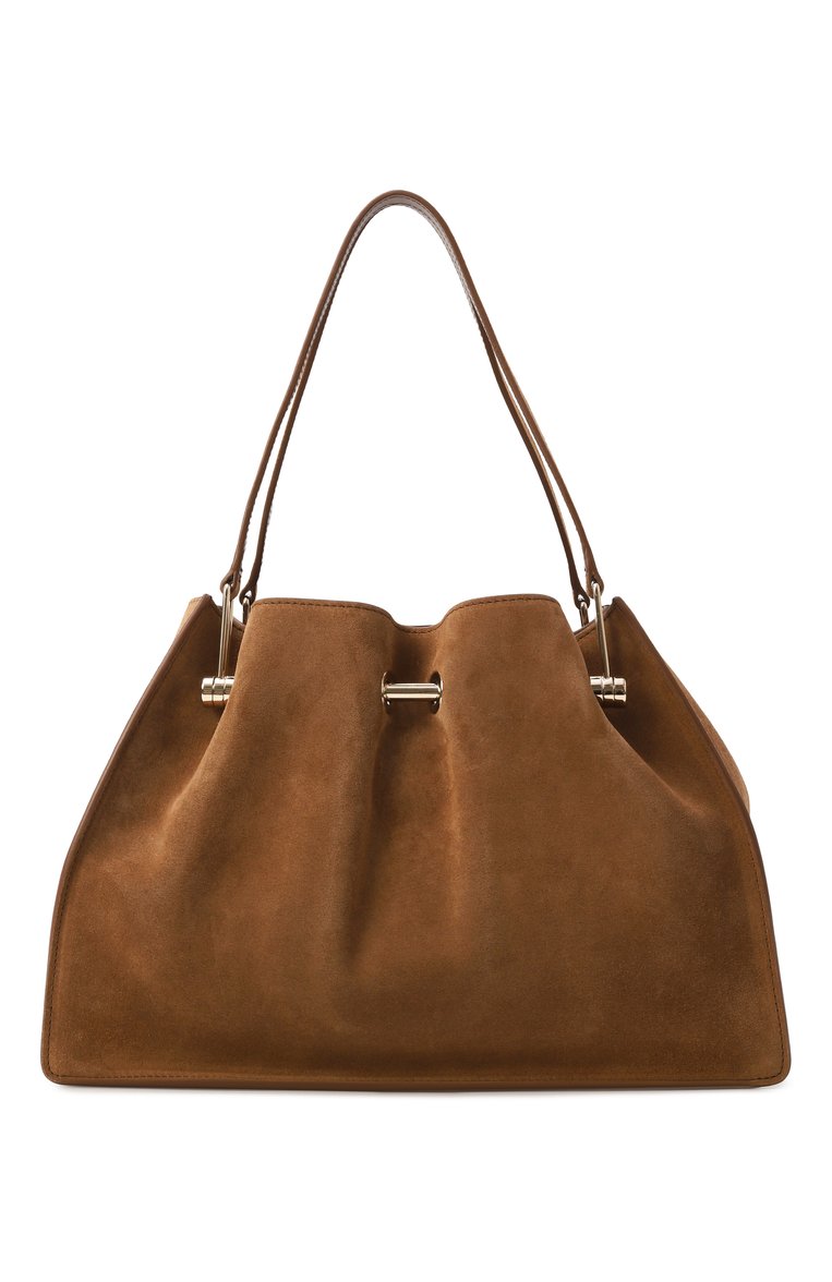 Женская сумка GIORGIO ARMANI коричневого цвета, арт. GW000836/AF14186 | Фото 6 (Размер: medium; Материал: Натуральная кожа, Натуральная замша; Автоматизация состава: Проставлено; Автоматизация ТО: Проставлено)