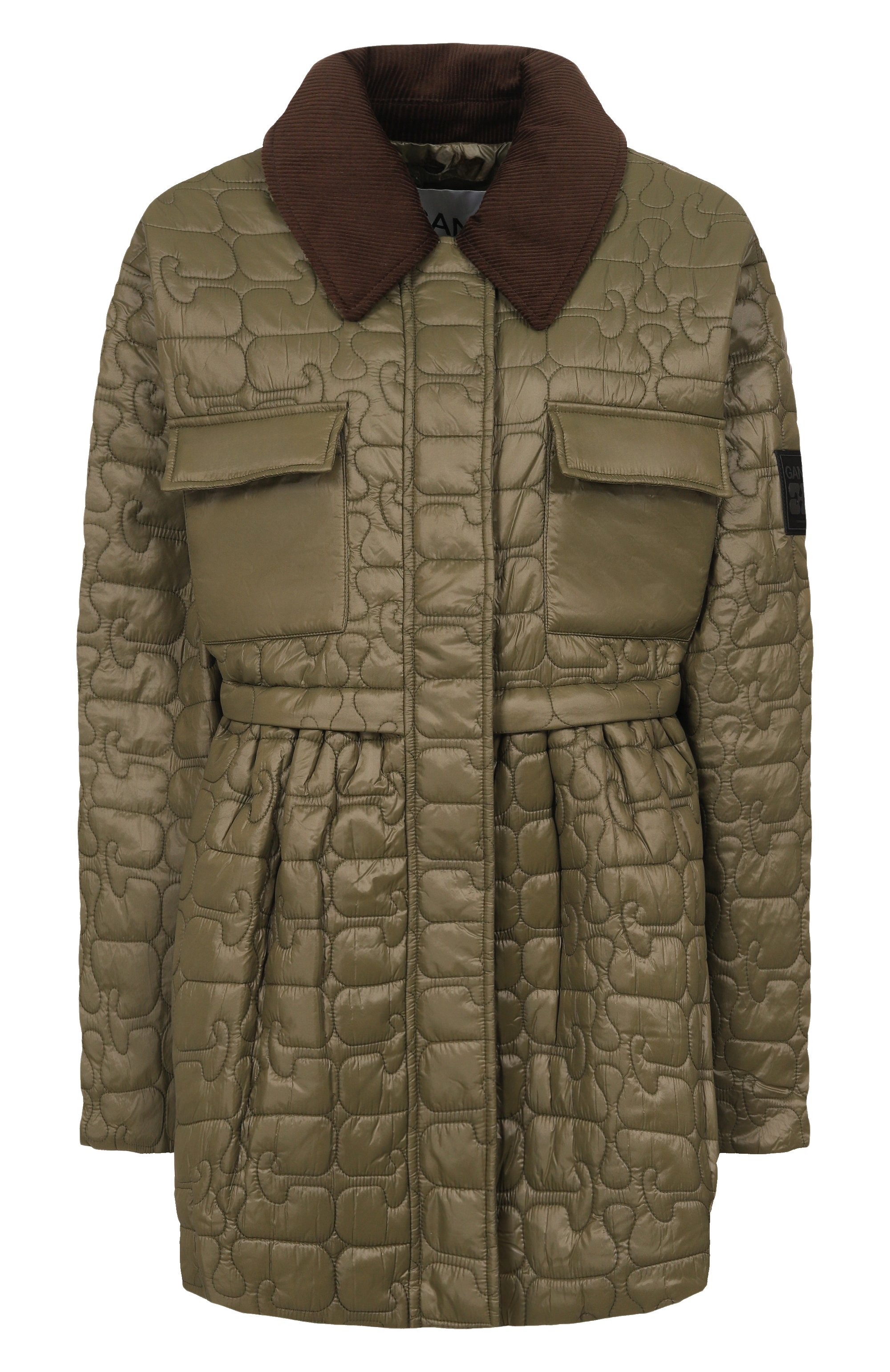 Куртка GANNI хаки цвета по цене 59600 руб., арт. W0965/6905, фото 1 Куртка GANNI, арт. W0965/6905, фото 1