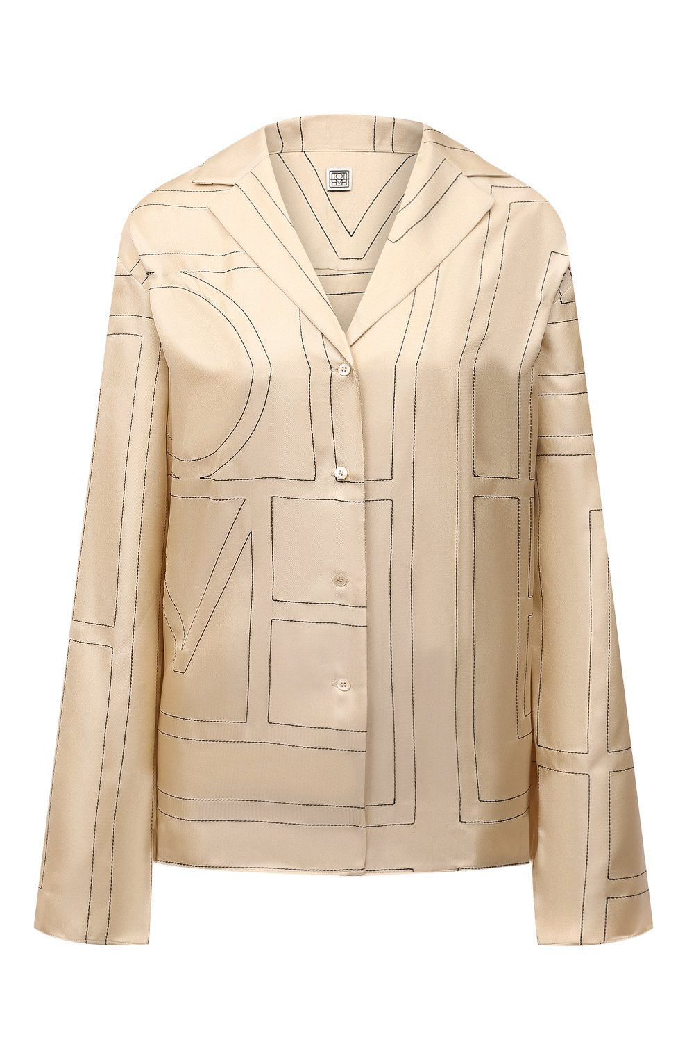 Атласная блузка TOTEME светло-бежевого цвета по цене 89950 руб., арт. 213-755-707, фото 1 Атласная блузка TOTEME, арт. 213-755-707, фото 1