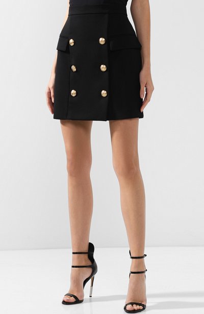 Шерстяная мини-юбка с контрастными пуговицами BALMAIN, арт. 144325/167L, фото 3