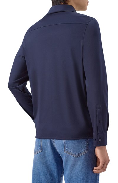 Хлопковая рубашка BOGNER темно-синего цвета по цене 23600 руб., арт. 58271274, фото 4 Хлопковая рубашка BOGNER, арт. 58271274, фото 4