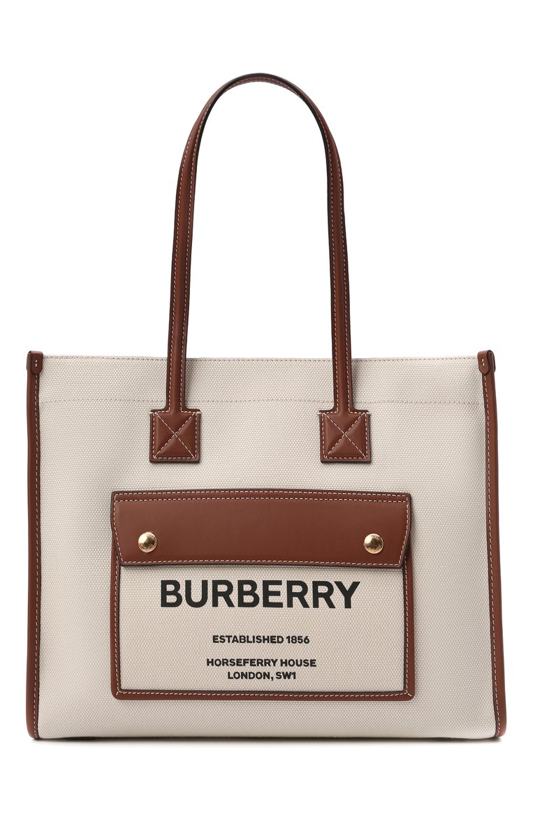 Женская сумка-шопер BURBERRY бежевого цвета, арт. 8044138 | Фото 1 (Размер: medium; Материал: Текстиль; Сумки-технические: Сумки-шопперы; Драгоценные камни: Проставлено; Материал сплава: Проставлено; Региональные ограничения белый список (Axapta Mercury): Не проставлено)