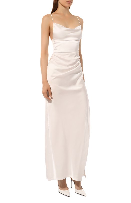 Атласное платье Sasha Kim УТ-00001317 Белый  УТ-00001317 Фото 3