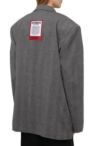 Шерстяной жакет VETEMENTS, арт. WE51JA500W 1207/GREY CHECK, фото 4