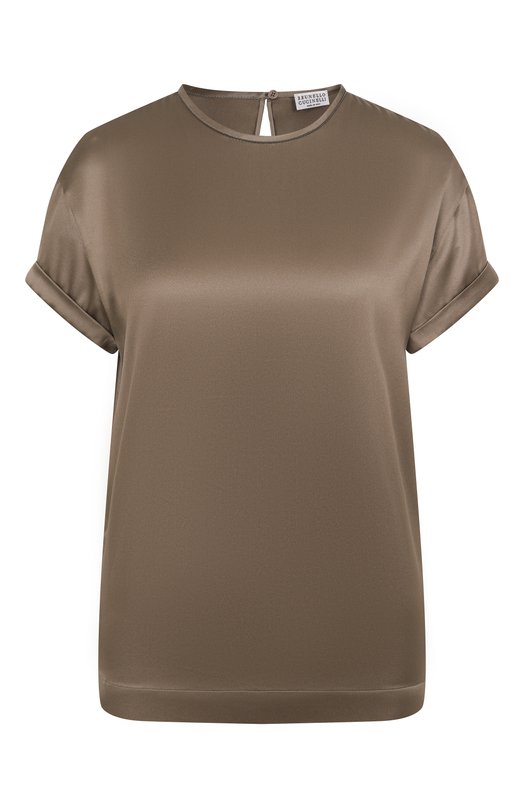 Атласный топ Brunello Cucinelli MPC59DE310 Коричневый MPC59DE310
