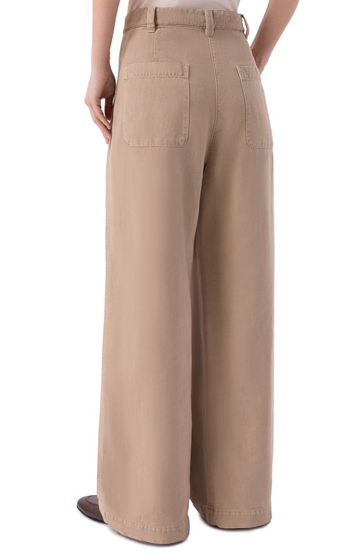 Брюки из хлопка и льна Brunello Cucinelli ML996P5896 Бежевый  ML996P5896 Фото 4