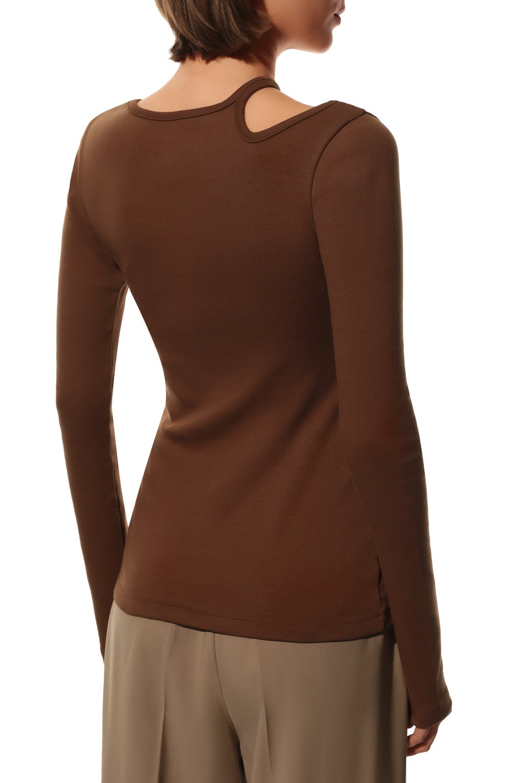 Хлопковый топ LOW CLASSIC коричневого цвета по цене 23300 руб., арт. L0W22PF_TS11BR, фото 4 Хлопковый топ LOW CLASSIC, арт. L0W22PF_TS11BR, фото 4