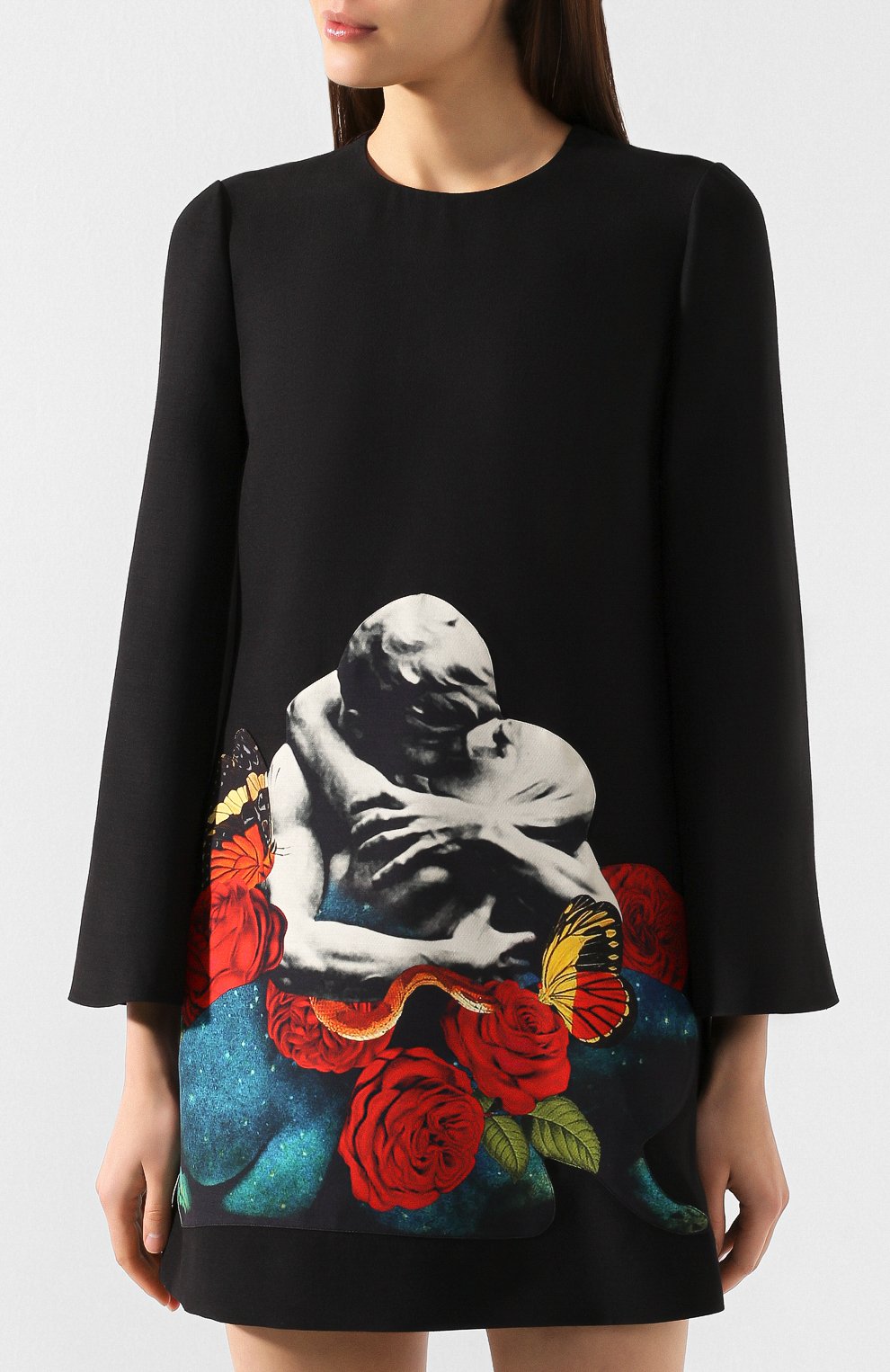 Платье из смеси шерсти и шелка VALENTINO черного цвета по цене 289500 руб., арт. SB0VAPA71CF, фото 3 Платье из смеси шерсти и шелка VALENTINO, арт. SB0VAPA71CF, фото 3