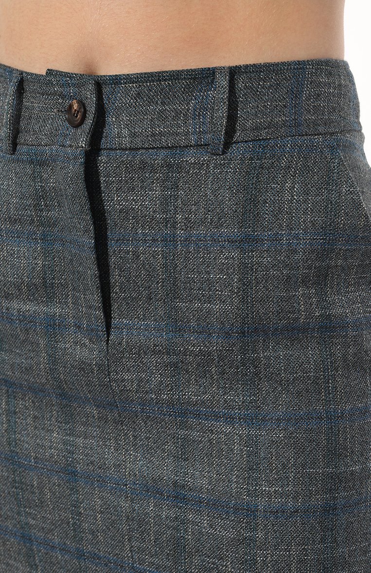 Женская юбка из шерсти и вискозы KITON синего цвета, арт. D50209K0511C | Фото 5 (Материал внешний: Вискоза, Шерсть; Материал подклада: Купро; Длина Ж (юбки, платья, шорты): До колена; Женское Кросс-КТ: Юбка-одежда, Юбка-карандаш)