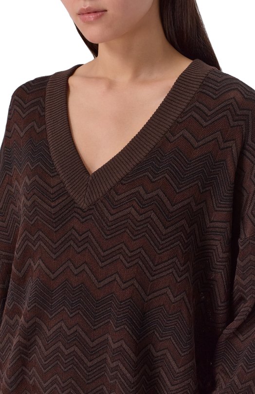Пуловер из шерсти и вискозы Missoni DS25WN14/BK01CP Коричневый  DS25WN14/BK01CP Фото 5