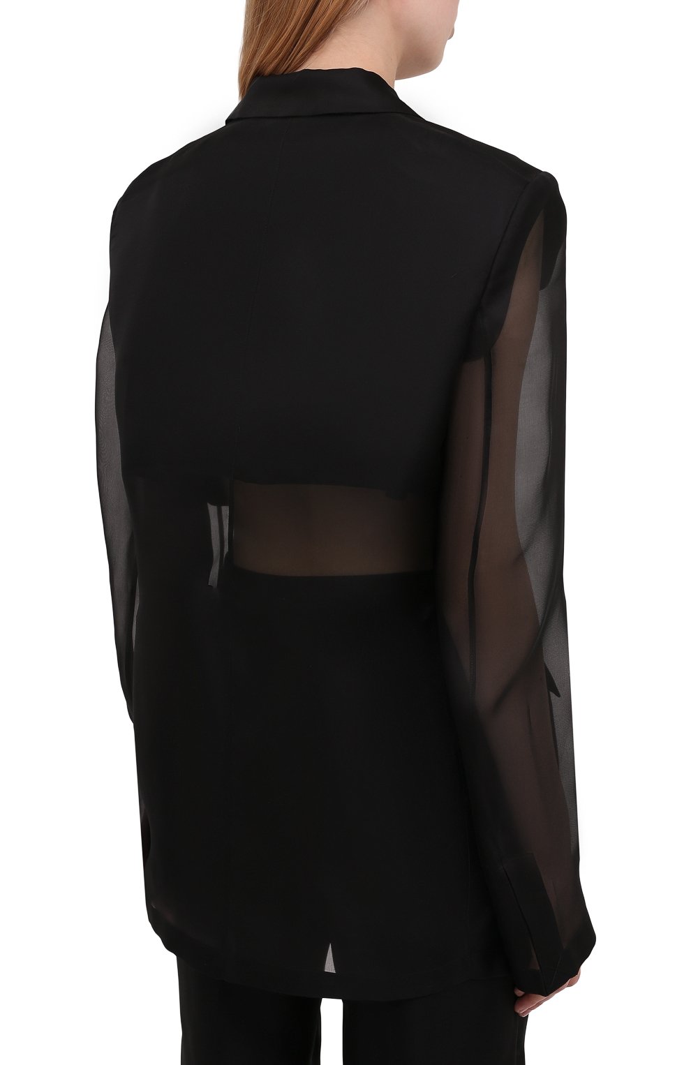 Шелковый жакет JIL SANDER черного цвета по цене 270500 руб., арт. JSWS135026-WS282500, фото 4 Шелковый жакет JIL SANDER, арт. JSWS135026-WS282500, фото 4