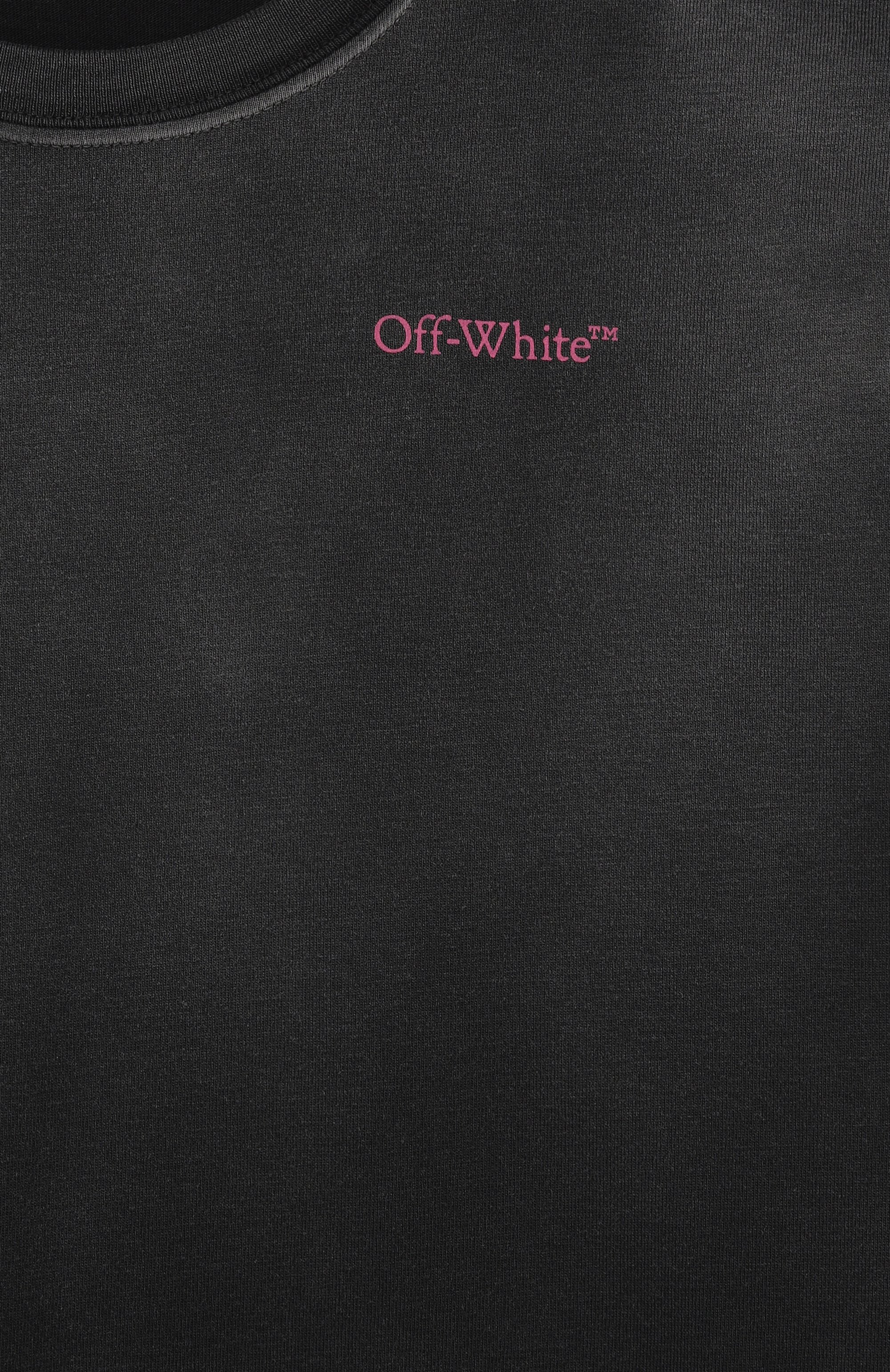 Хлопковая футболка OFF-WHITE темно-серого цвета по цене 13600 руб., арт. 0GAA001F25JER009/12+, фото 3 Хлопковая футболка OFF-WHITE, арт. 0GAA001F25JER009/12+, фото 3