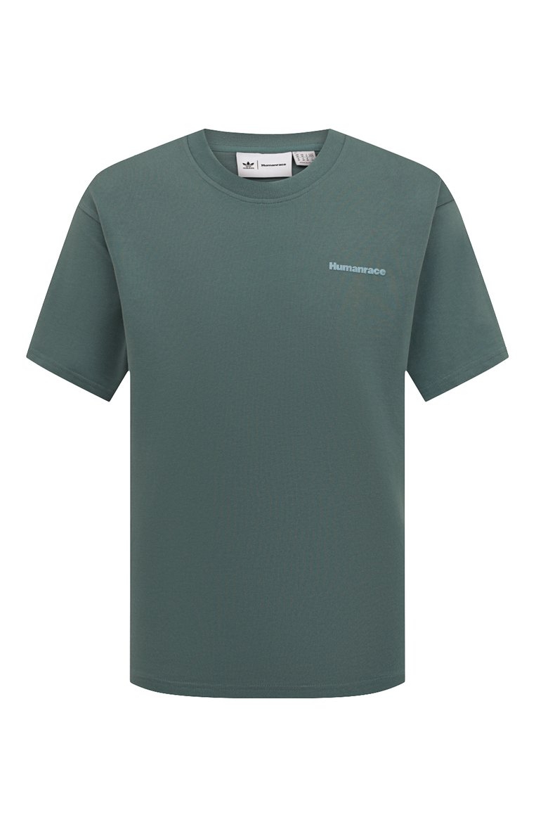�Мужская хлопковая футболка adidas originals x pharrell williams ADIDAS ORIGINALS темно-зеленого цвета, арт. HI2957 | Фото 1 (Длина (для топов): Стандартные; Рукава: Короткие; Материал внешний: Хлопок; Принт: Без принта; Стили: Спорт-шик; Нос: Не проставлено; Мужское Кросс-КТ: Футболка-одежда; Кросс-КТ: Джерси)