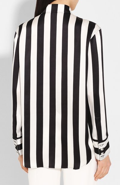 Шелковая рубашка BALMAIN черно-белого цвета по цене 142500 руб., арт. TF02654/I436, фото 4 Шелковая рубашка BALMAIN, арт. TF02654/I436, фото 4